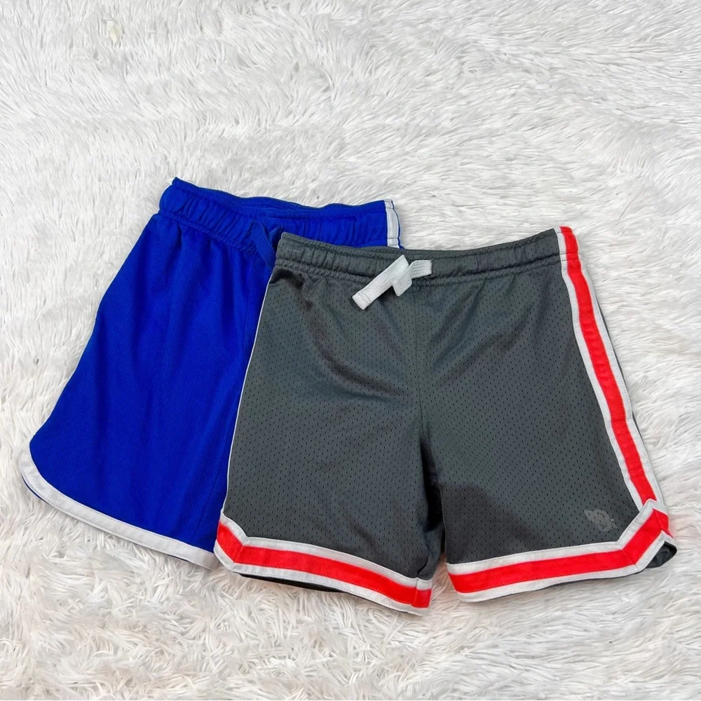 Oshkosh boy’s size 5 set of 2 striped casual shorts elastic waist in‎ blue gray